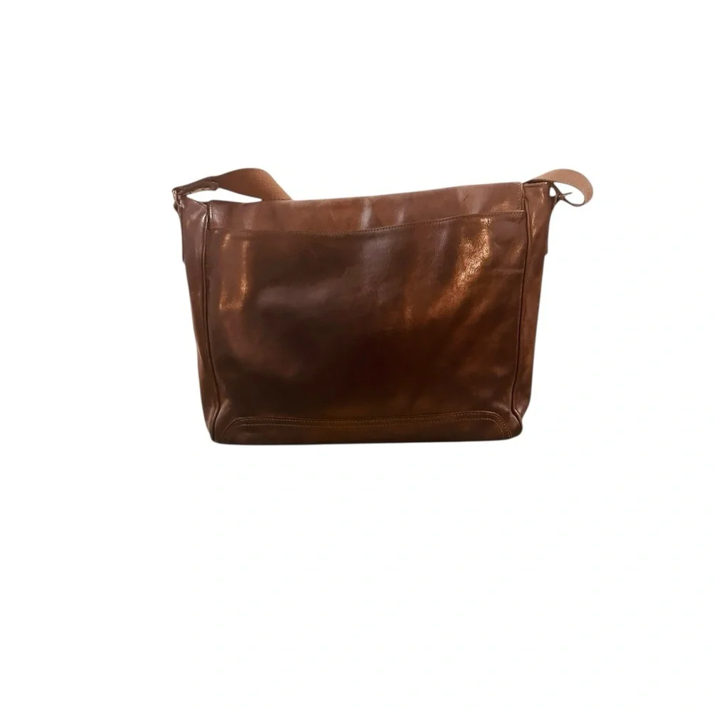 Banana Republic Ameribag Brown Leather Messenger Laptop Briefcase Bag 17 x 13